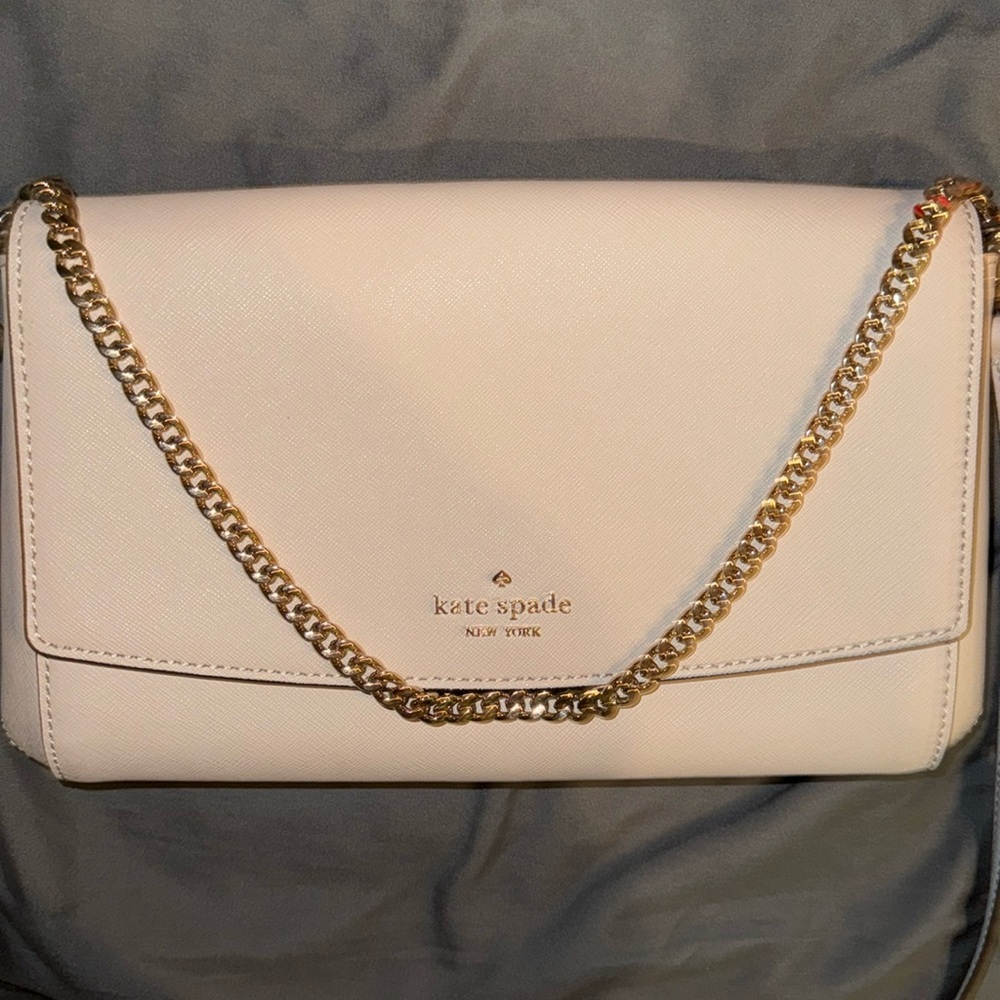nude Kate Spade Crossbody bag with chain